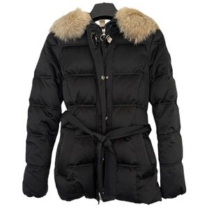 Coach Black Parka with Real Coyote Fur Trim Hood